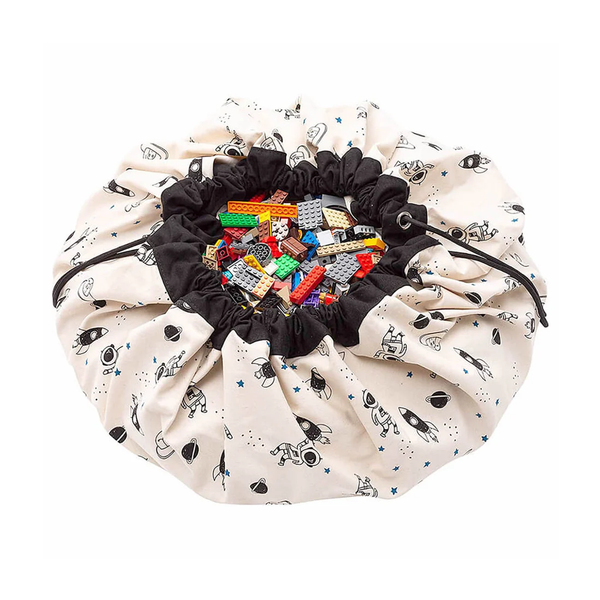 Play Mat and Toy Storage Bag - Durable Floor Activity Organizer Mat 140CM (SPACE : GLOW IN THE DARK)