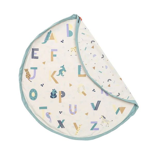 Play Mat and Toy Storage Bag - Durable Floor Activity Organizer Mat 140CM (Animal Alphabet)