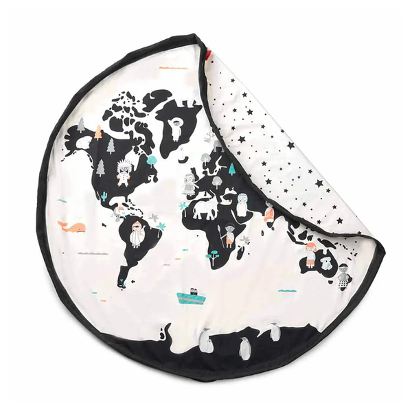 Play Mat and Toy Storage Bag - Durable Floor Activity Organizer Mat 140CM (WORLD MAP)